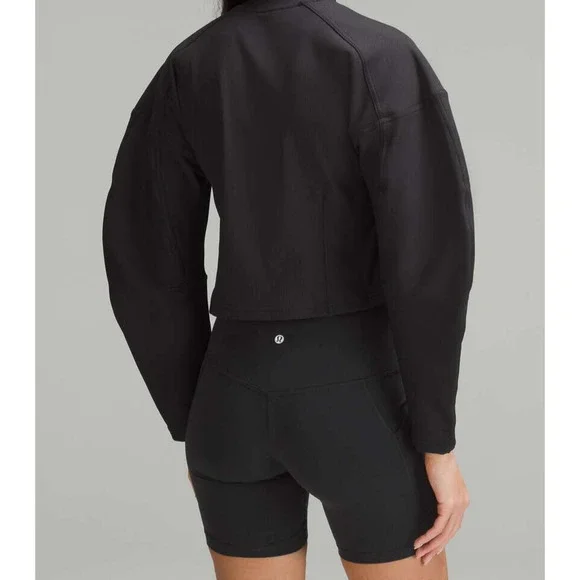 Lululemon Ribbed Luxtreme Wide Sleeve Pullover Black Crop Women's No Size Tag - Picture 7 of 15